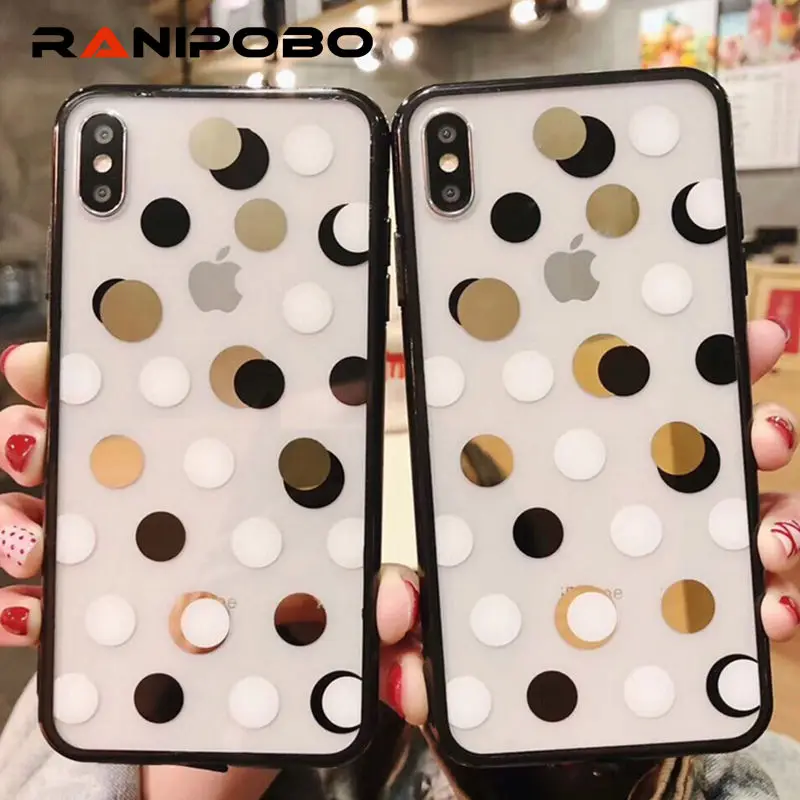 

Wave Point Clear Phone Case For iPhone XS Max XR X 6 6S 7 8 Plus Transparent Cartoon Ploka Dots Pattern Back Cover Capa