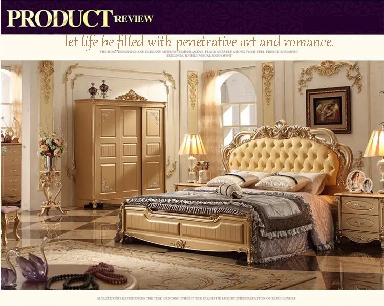 Высокое качество кровать Мода Европейский французский резной прикроватный 1,8 м кровать p10062