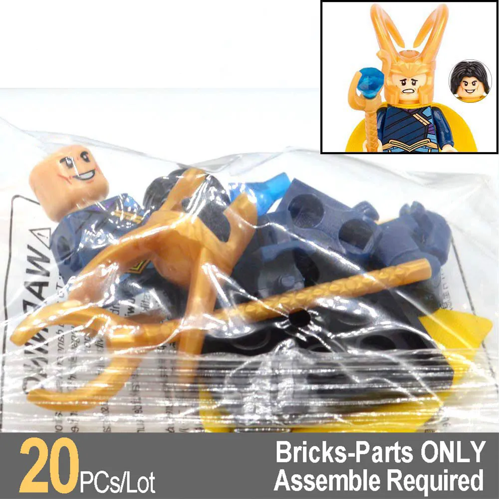 

20PCS/lot Loki Laufeyson Building Blocks Action Dolls Marvel Super Heroes Assemble DIY Gift Toys for Children XH655