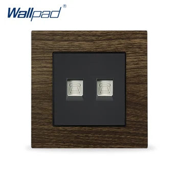 

Double Tel Phone Sockets For Home Wallpad Metal Panel Wood Design EU UK RJ11 Phone Wall Outlets