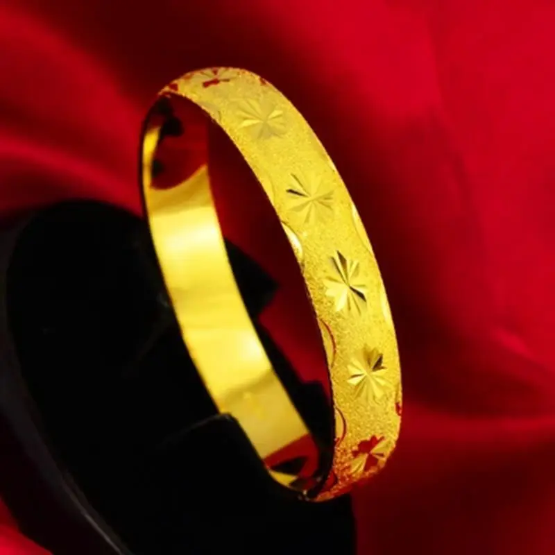 

Womens Bangle Gold Filled Wedding Bridal Bracelet Solid Jewelry Gift Diameter 6cm engraving Star