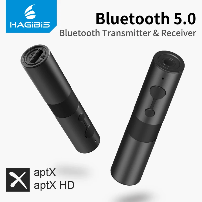 

Hagibis Bluetooth 5.0 Transmitter Receiver aptx Adapter 2 in 1 3.5mm Jack Audio Wireless Adapter AUX for TV Headphones PC Car