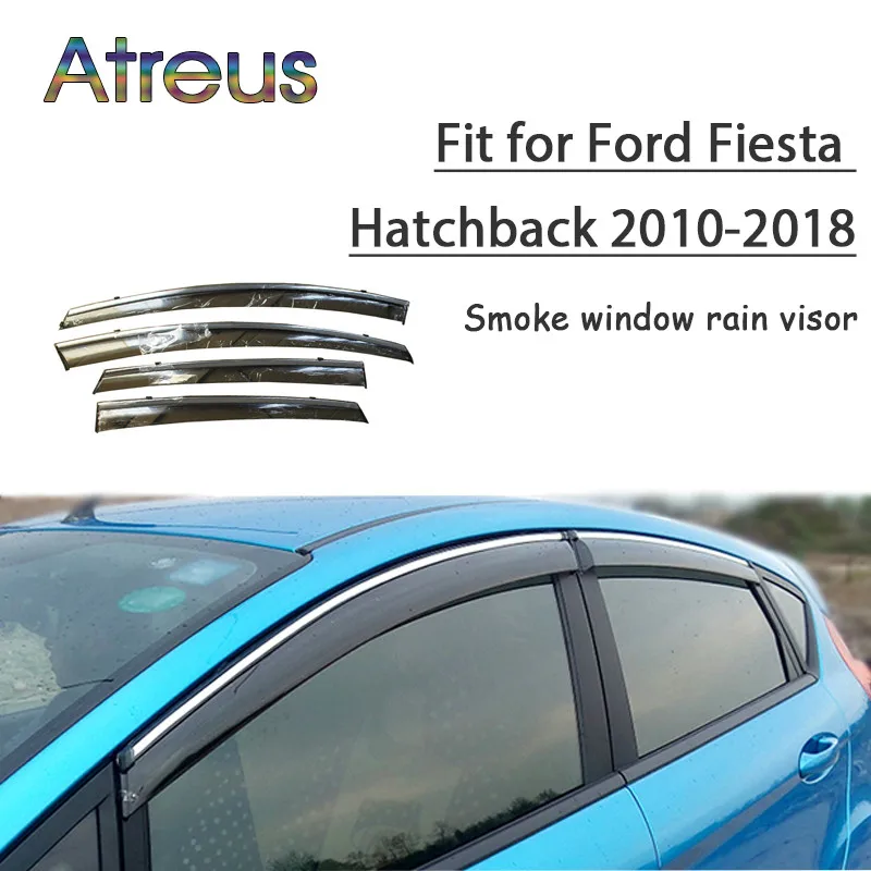 Atreus 1 компл. ABS для 20108 2017 2016-2010 Ford Fiesta хэтчбек аксессуары Автомобиль Vent ВС дефлекторы гвардии дым козырек на ветровом стекле