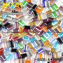 JHNBY прямоугольные Австрийские хрустальные бусины 4*8 мм 50 шт высококачественные стеклянные бусины квадратной формы для изготовления браслетов своими руками
