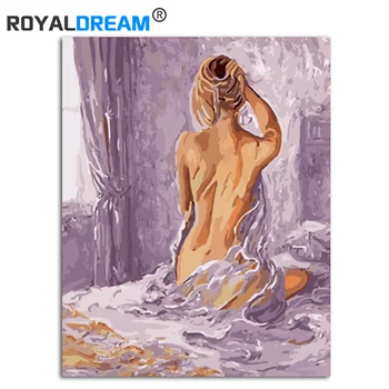 

ROYALDREAM Purple Nude Girl DIY Digital Oil Painting By Numbers Europe Abstract Canvas Painting For Living Room Wall Art