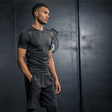 Летние футболки с короткими рукавами для бега дышащие эластичные мужские спортивные футболки для улицы фитнес, тренажерный зал Спортивная одежда для бега