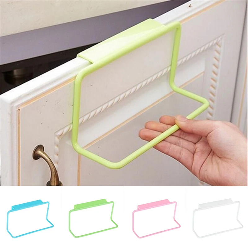 1PCSmulticolor Hang On Cupboard Door Back Towel Holder Plastic Towel Holder Hook Type Home Kitchen Accessories