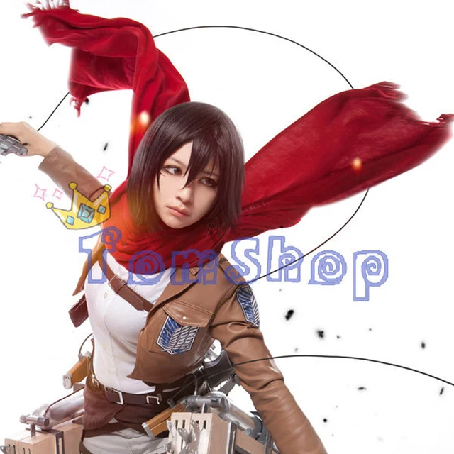 Cheap Anime Attack on Titan Mikasa Ackerman Scarf Shingeki no Kyojin Red Tassels Scarves Halloween Cosplay Costume props 160*70cm