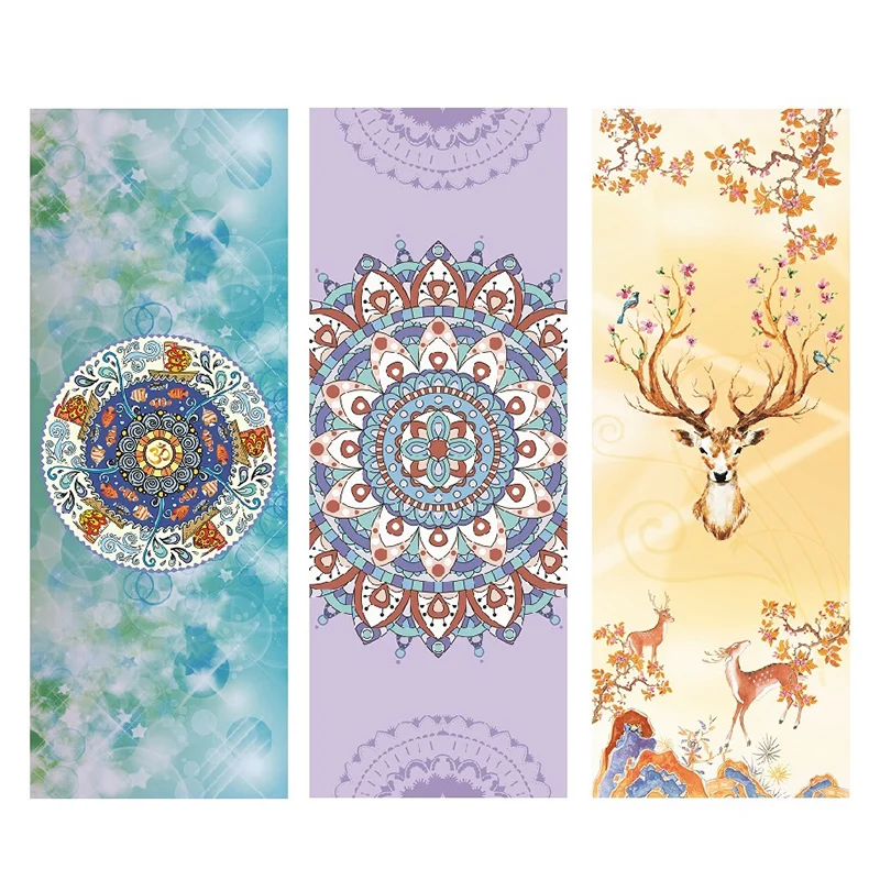 

Customized print pattern yoga pad suede natural rubber portable environmental protection exercise yoga mat