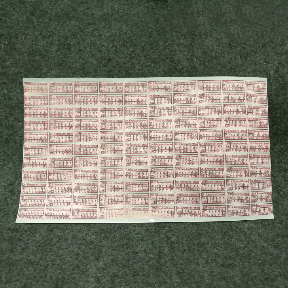 1100 Шт гарантия, если удалена наклейка, защитная печать года, размер 20*10 мм, красный цвет, Прямоугольная форма, хрупкая этикетка
