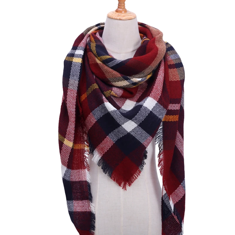 Женский дизайнерский шарф, вязанный весенний зимний клетчатый теплый кашемировый шарф, шали, роскошный бренд, бандана, Пашмина, женская накидка - Цвет: b11