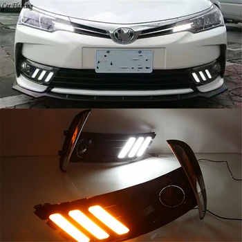 

CSGJMY 1Set LED DRL Daytime Running Light Daylight 12V ABS Fog Light Cover With Turn Yellow Signal For Toyota Corolla 2017 2018