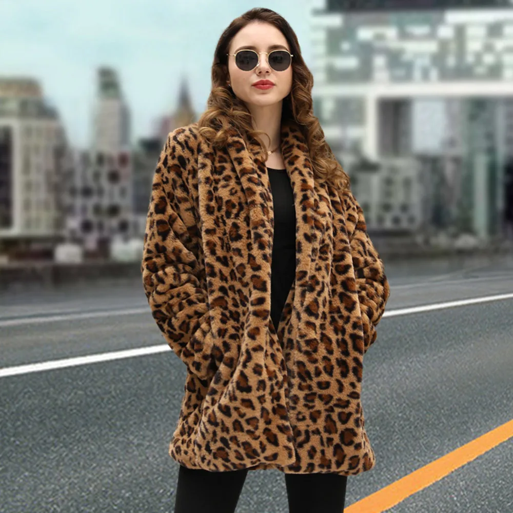 YJSFG HOUSE High quality Luxury Faux Fur coat for Women Coat Winter