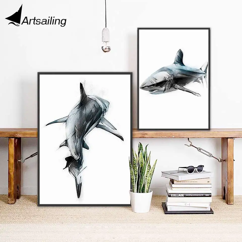 

ArtSailing Abstract Nordic canvas art Animal fish sharks Home decoration posters Pictures for Living Room modern Painting