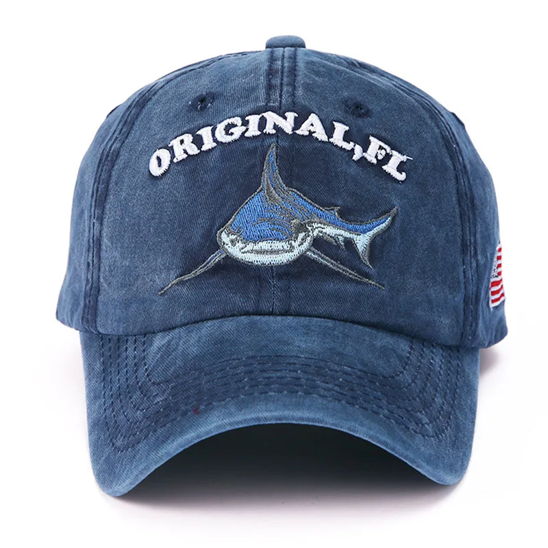 الأمريكية القرش التطريز البيسبول كاب جاهزة كاب snapback قبعة للنساء gorras عارضة casquette التطريز إلكتروني الرجعية كاب