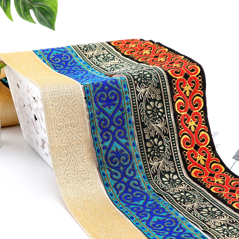 

5 Yard 5.0cm Chinese style DIY Lace Trim Ethnic Embroidery Lace Colorful Round Tassel Webbing Color Embroidery Garment 2019