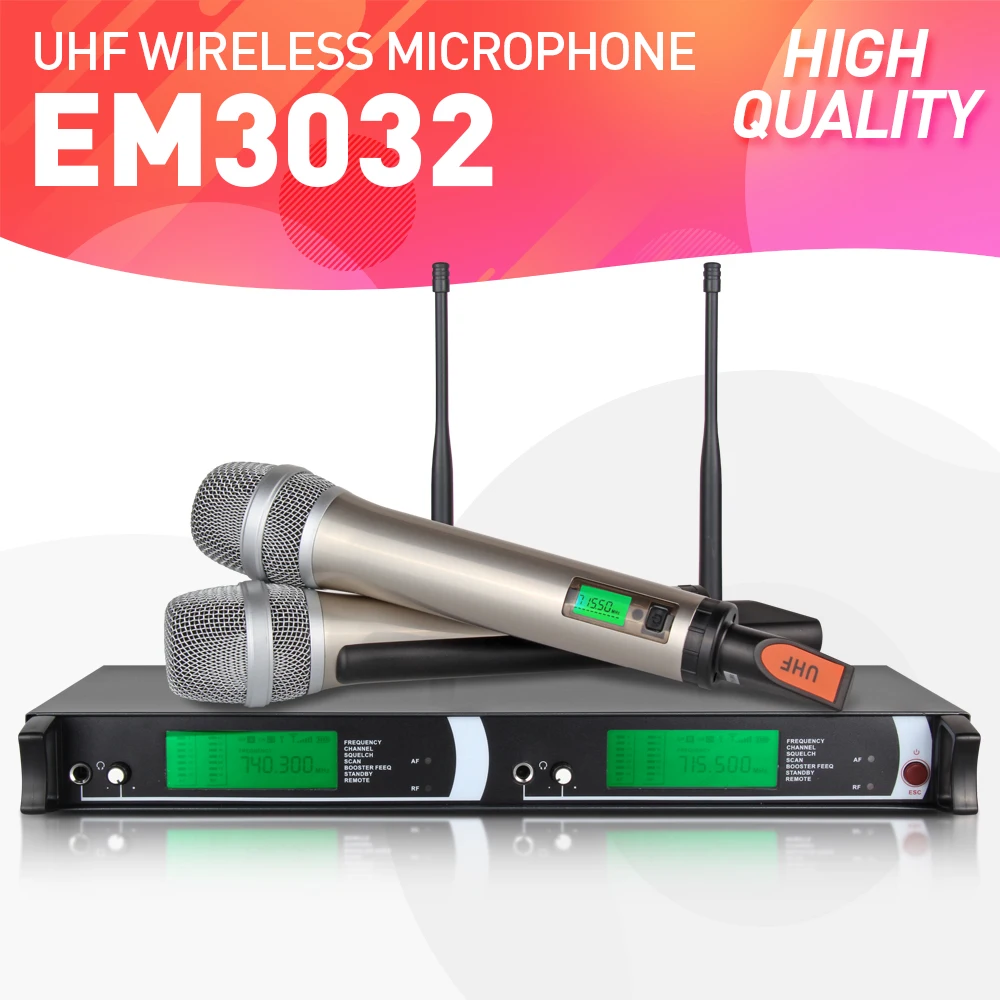 BTL Wireless Microphone System Professional Karaoke 2 Cordless Handheld