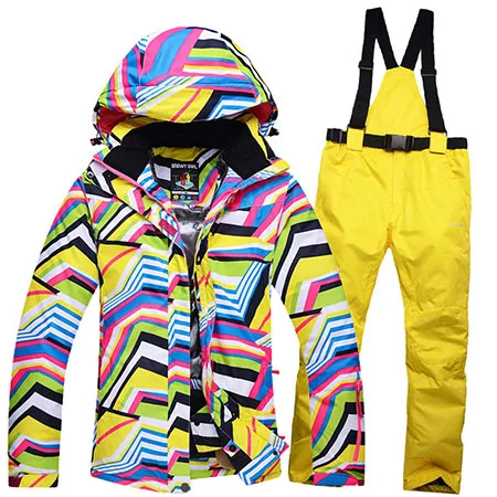 Лыжный костюм s Женская куртка+ брюки сноуборд одежда Сноуборд Лыжный спорт женский лыжный костюм водонепроницаемый ветрозащитный дышащий - Цвет: SET 1