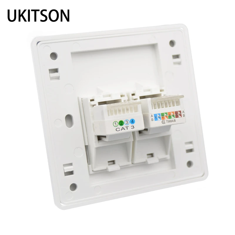 Глянцевая панель для телефона RJ11 с CAT5E RJ45 настенная розетка 86x86 мм интернет