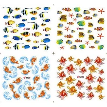 4 пачки/лот полное покрытие Морской Рыбы Океана татуировки наклейки водная наклейка для ногтей M095-098