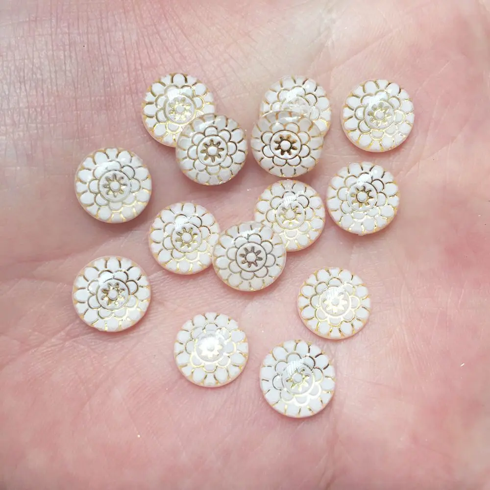 라운드 컬러풀 플라워 플랫 백 라인스톤 아플리케, DIY 웨딩 스크랩북 공예, SW41, 수지 10mm, 80 개, 신제품