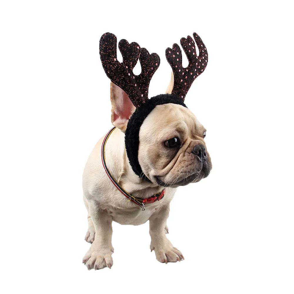 Домашнее животное Рождество Лось обруч на голову с рогами собаки кошки Регулируемая шляпа Косплей вечерние аксессуары для волос Домашние животные Собаки Одежда на Рождество