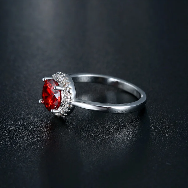 Lateefah простой июля Solitaire Rock N Rose красный круглый кристалл кубического циркония