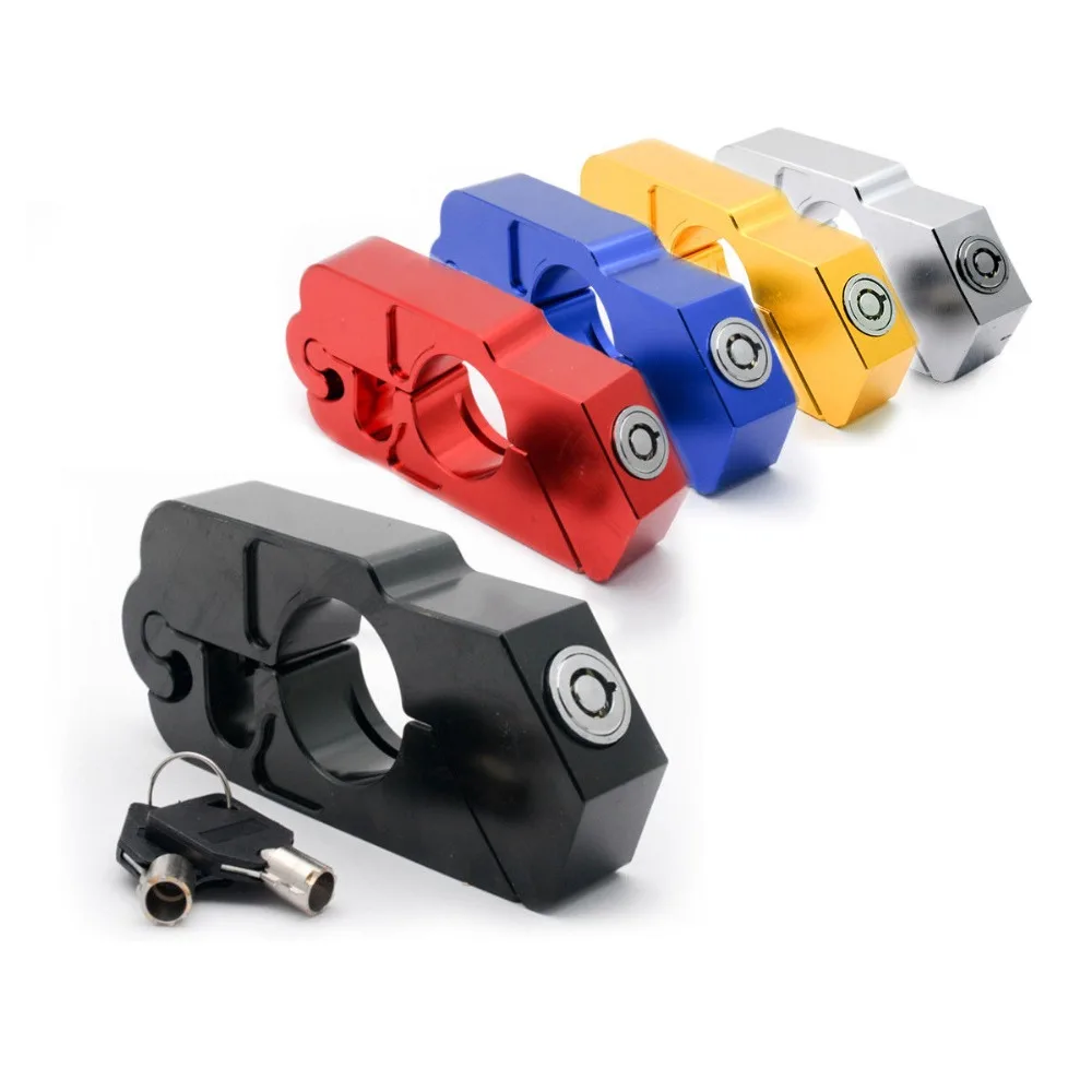 

Black Motorcycle Handlebar Grip Brake Lever Lock Security Aluminum With 2 keys