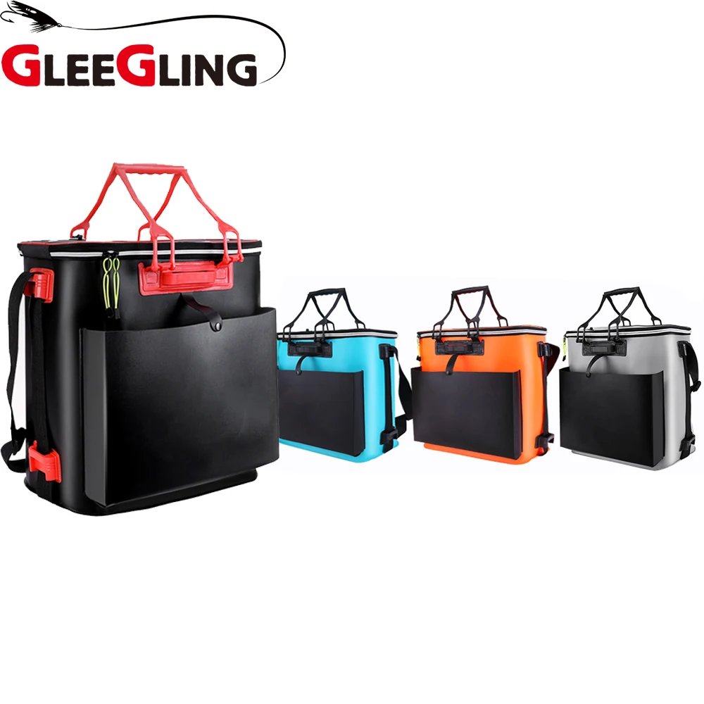 

GLEEGLING FLB12 Eva Fold Fishing Bucket Reel Case Waterproof Fishing Bag hengel foudraal Live Fish Shrimp Bucket Camping Stoel
