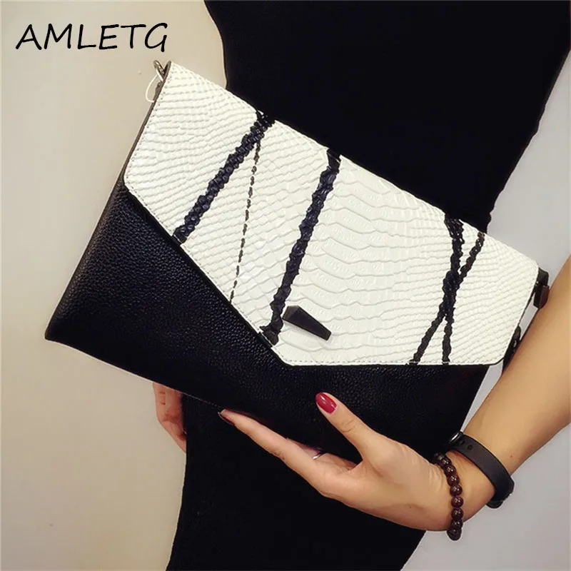 

Hand Bags Female Clutch Bag 2018 New High-end Crocodile Pattern Leather Shoulder Leather Handbag Envelope Bag Clutch women bags