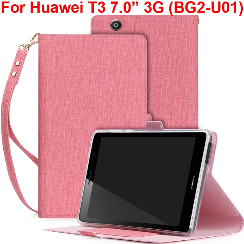 

For HUAWEI MediaPad T3 7 3G BG2-U01 Soft TPU Cover Hand strip Super Slim Bag Case for Huawei T3 7.0" 3G Card Slot Holder Shell