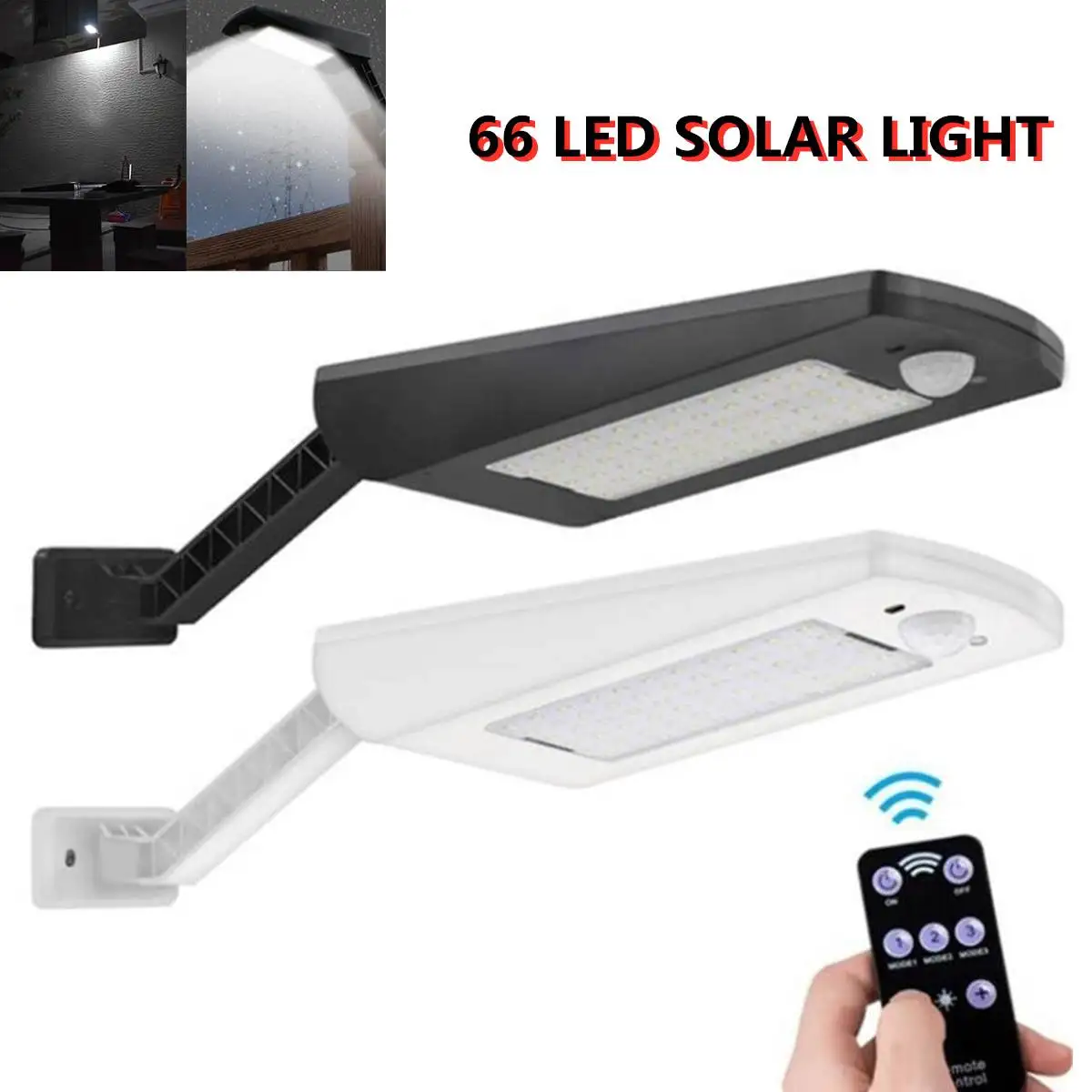 

Solar Lights 66 LED Wall Solar Motion Sensor Light With Remote Control Waterproof Lamp Lights For Outdoor Garden Wall Street