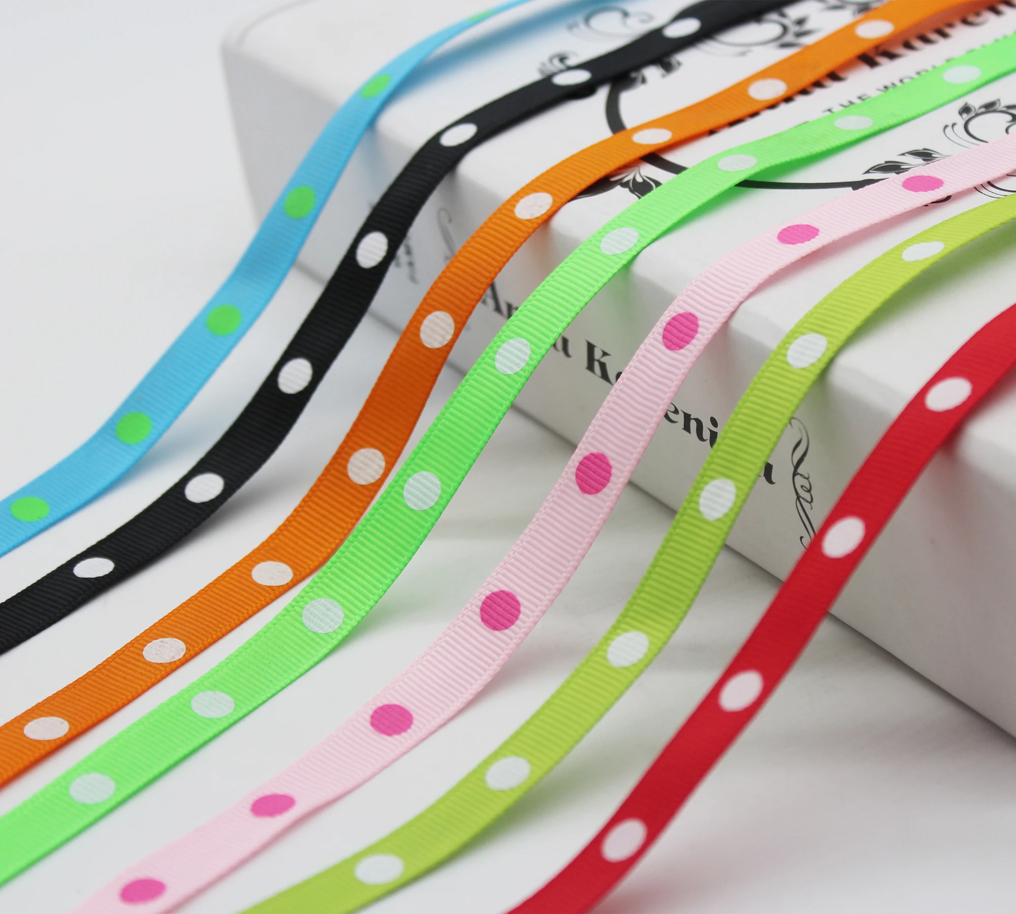 

3/8" 9 MM 1 Dot Printed Grosgrain Ribbon Large Dot Spot Fabric Polka Dot Ribbons High Quality for DIY Present Box Crafts Wrap