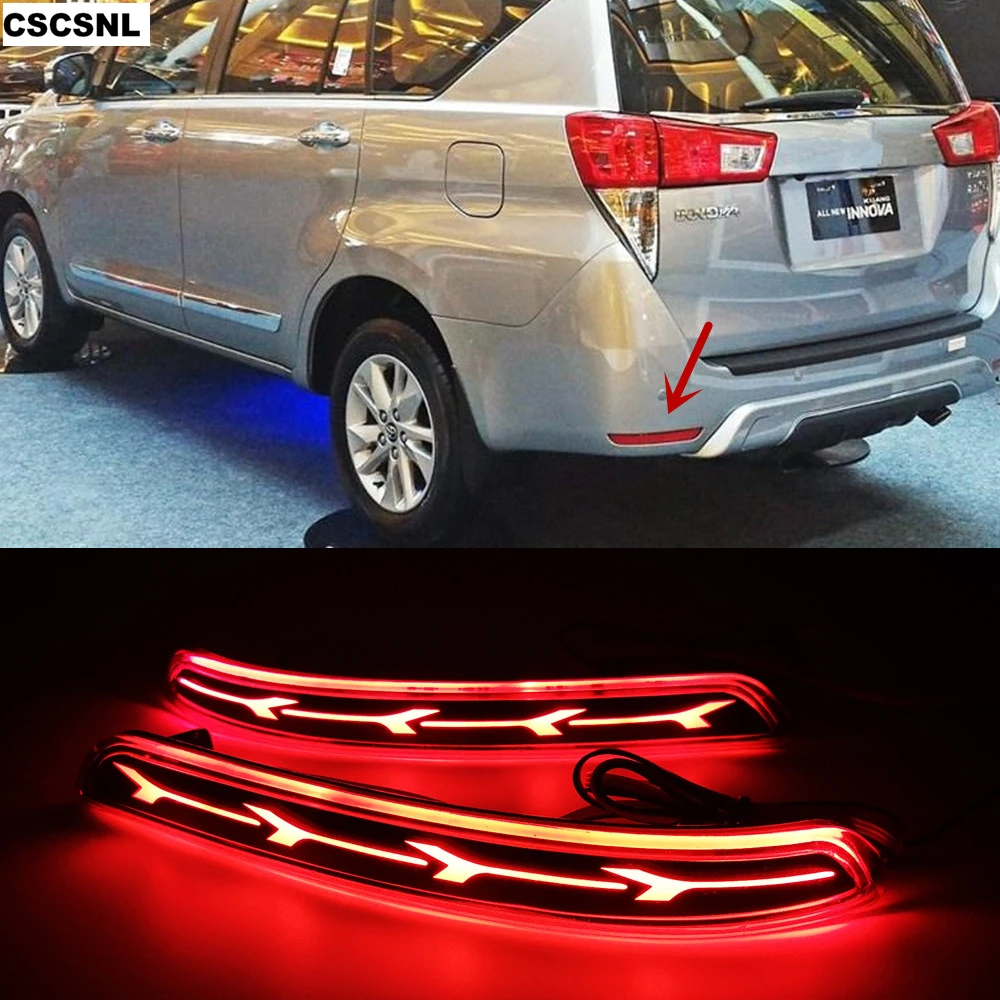 

CSCSNL 2PCS Multi-functions Car LED Tail Light Rear Fog Lamp Bumper Light Brake Light Reflector For Toyota Innova 2015 2016 2017