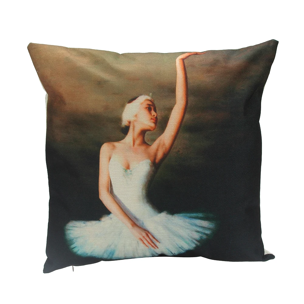 Pillow Case Pillowcase Cotton Linen Elegant Swan dance Printed Square