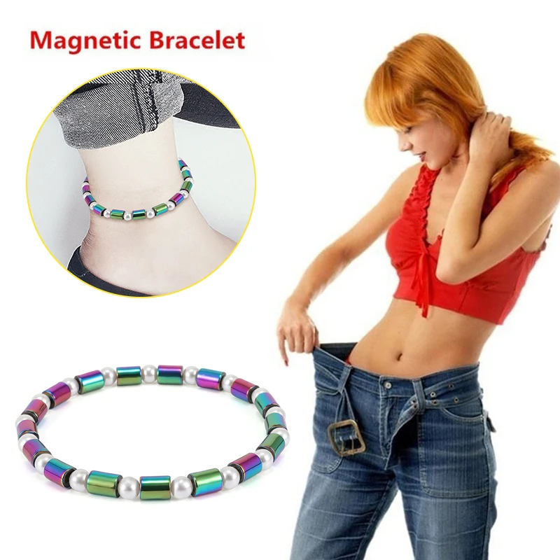 Модный цветной магнитный браслет для похудения с черным камнем, магнитный браслет для похудения, забота о здоровье, подарок для мужчин и женщин