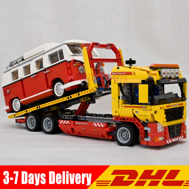 

Compatible Legoingly 8109 10220 Lepin 20021 Flatbed Trailer+21001 Volkswagen T1 Camper Van Model Building Blocks Bricks Kits Toy