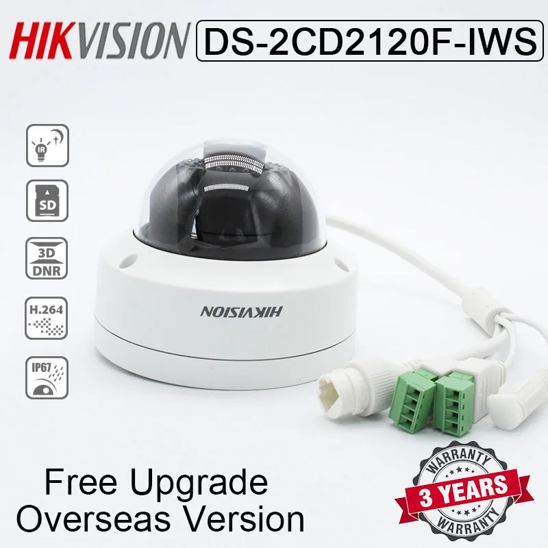 Hikvision DS 2CD2120F IWS 2MP Wifi сетевая камера POE H.264 IR 30m sd карта купольная ip для домашней