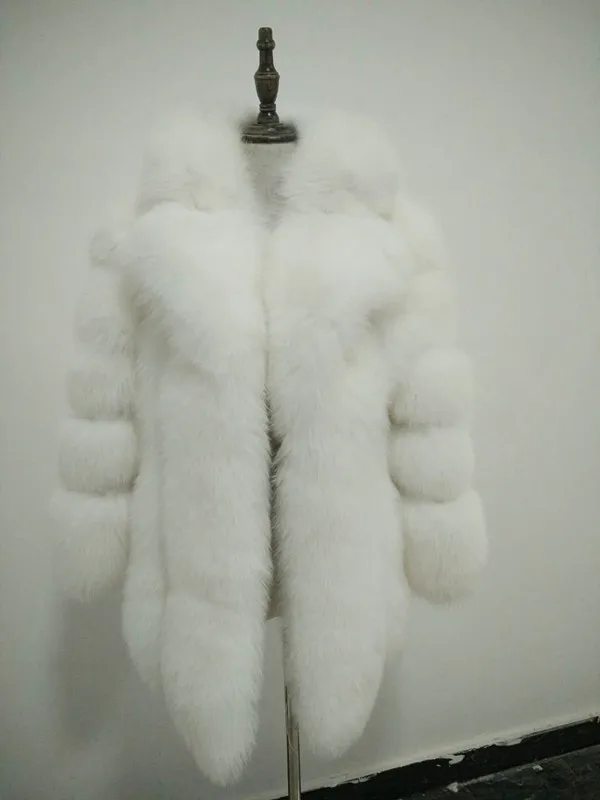 Женское пальто из натурального Лисьего меха с отложным воротником, зимняя толстая Тонкая теплая куртка из лисьего меха