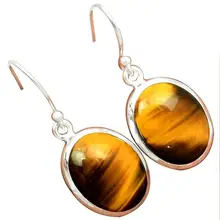 Lovegem подлинные серьги с тигровым глазом стерлингового серебра 925 пробы, 34 мм, AE1252