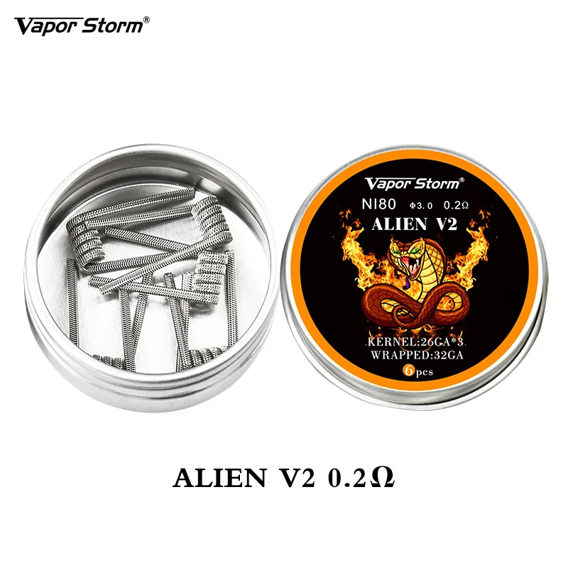 Vapor Storm NI80 нихромовая высокая плотность Alien V2 Juggernaut Prebuilt RDA нагревательная катушка для электронной сигареты спираль RDA спираль rdta - Цвет: 6x Alien V2