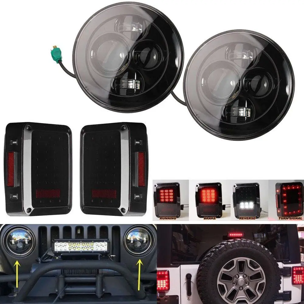 Buy 7 inch Project Wrangler Jk Headlights Smoked LED