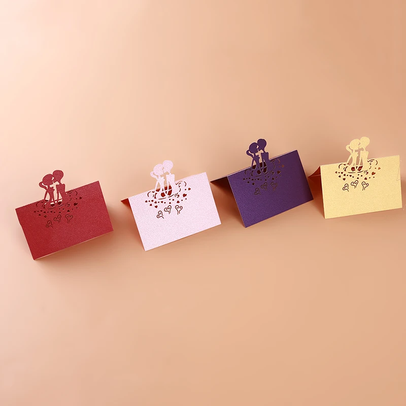 50 шт. стерео Лазерная выдолбленная настольная карта для мальчиков и девочек, свадебная праздничная карточка для сидения/именная карточка/карточка для места/именная карточка