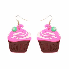 YULUCH nouveau Top 3 sortes de crème glacée banane beignets mignon femmes PVC boucles d'oreilles bijoux cadeaux 2018(China)