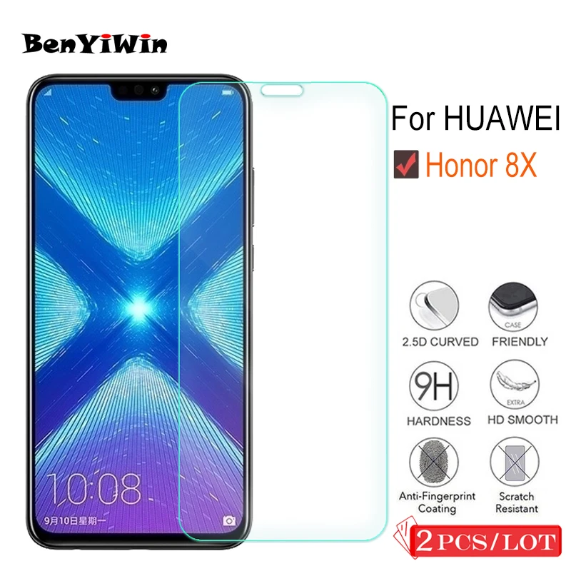 2 шт. Премиум Закаленное стекло для huawei Honor 8X Защитная пленка для экрана прозрачная защитная пленка чехол для huawei Honor 8X стекло