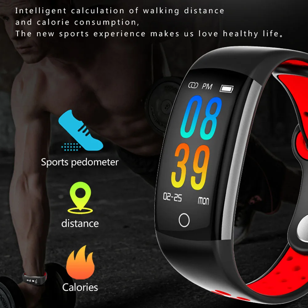 

Smart Bracelet Bluetooth Heart Rate Blood Pressure Sleeping Monitoring Watch HSJ-19