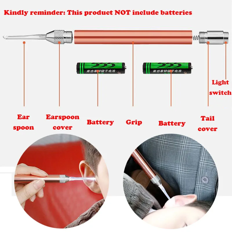 1PC Visual Ear Spoon Cleaner Led Earpick Earwax Cleaning Tool Wax Removal Flashlight Earpick For Children The Elderly Ear Care