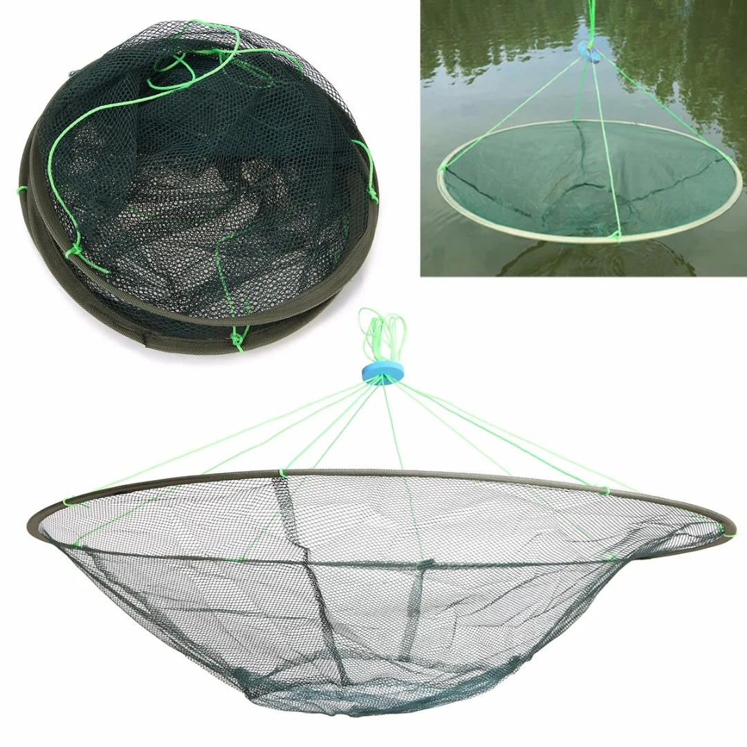 100cm Large Landing Fishing Net Large Prawn Bait Crab Shrimp Net Crayfish Catcher Net Tackles Protable Foldable Landing Net