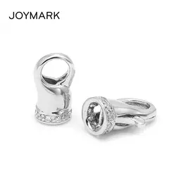 JOYMARK 925 пробы серебро Ювелирные изделия из жемчуга Аксессуары Циркон Проложить омара застежками наконечниками SC-CZ116