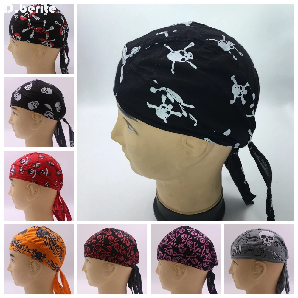 Мужская хлопковая кепка с алмазной пластиной и черепом, женская шапка Doo Rag Байкерская бандана, головной убор Skullies& Beanies DAJ9068